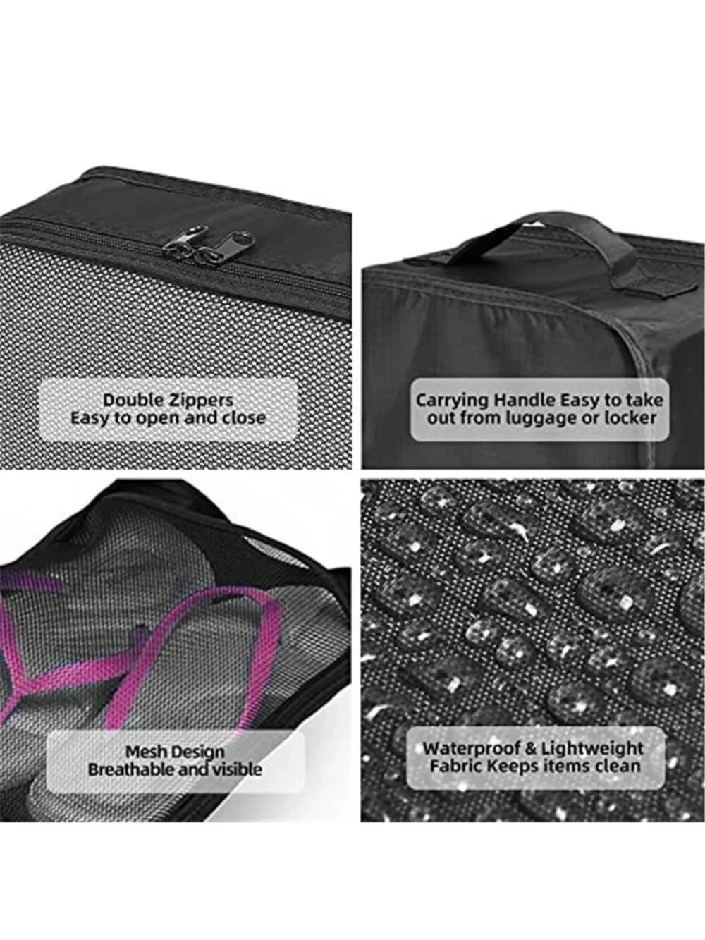 Packing Cubes Travel Organizer Set Compression Luggage Bags Shoe Bag 6 Piece